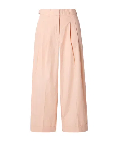 Proenza Schouler Kyle Cropped Pleated Cotton-poplin Wide-leg Pants In Pink