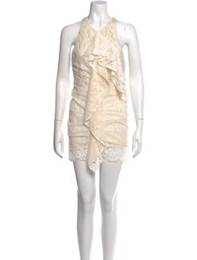 Pre-owned Proenza Schouler Lace Pattern Mini Dress In White