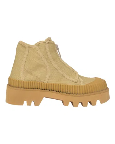 Proenza Schouler Lace-up Ankle Boots In Beige Canvas