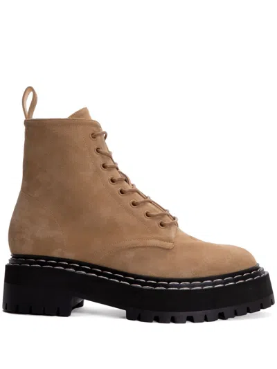 Proenza Schouler Suede Lace-up Boots In 508 Dark Beige