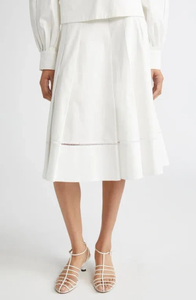 PROENZA SCHOULER PROENZA SCHOULER LACI LADDER STITCH INSET PLEATED STRETCH COTTON POPLIN SKIRT