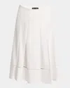 Proenza Schouler Laci Ladder Stitch Inset Pleated Stretch Cotton Poplin Skirt
