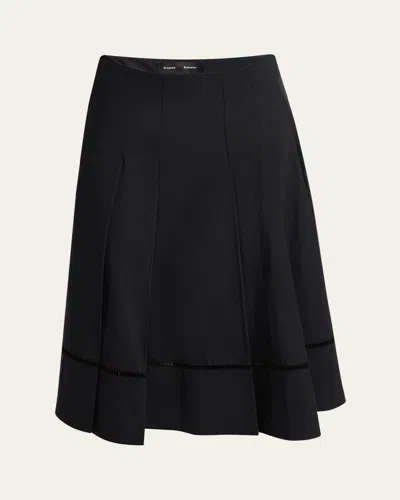 Proenza Schouler Laci Pleated Eco Cotton Poplin Midi Skirt In Black