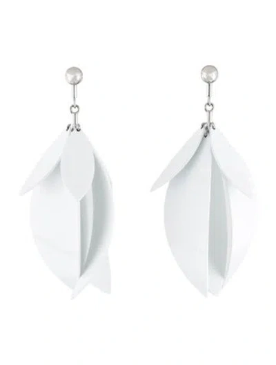Pre-owned Proenza Schouler Lacquer Full Leaf Drop Earrings In White