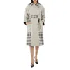 Proenza Schouler Ladies Windowpane Plaid Belted Trench Coat In Gray