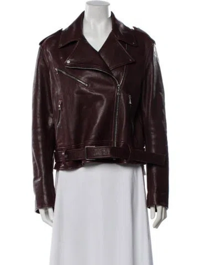 Pre-owned Proenza Schouler Lambskin Biker Jacket In Burgundy