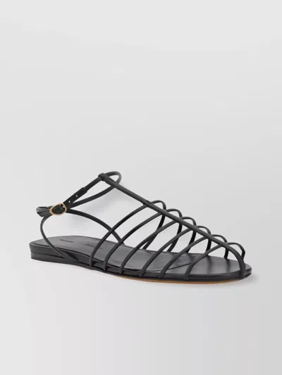 PROENZA SCHOULER LAMBSKIN CAGED T-STRAP SANDALS