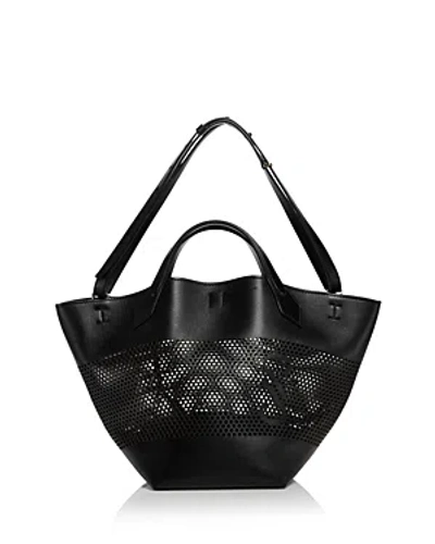 Proenza Schouler Large Chelsea Tote In Perforated Leather In Black/silver