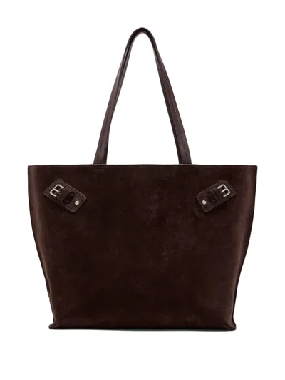 Proenza Schouler Large Days Buckle-detail Suede Tote Bag In Brown