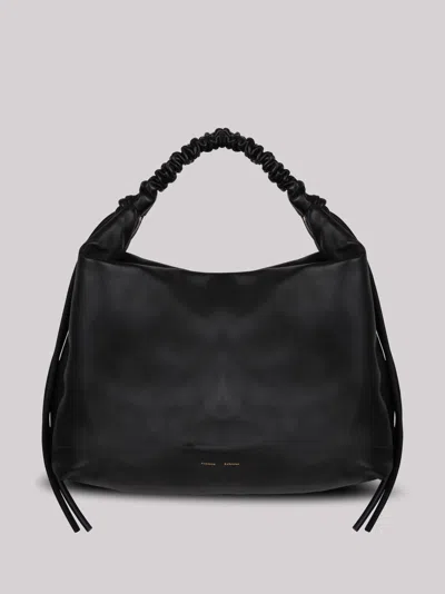 Proenza Schouler Large Drawstring Leather Shoulder Bag In 001 Black