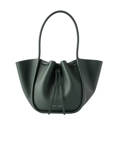 Proenza Schouler Large Ruched Textured-leather Tote In Red