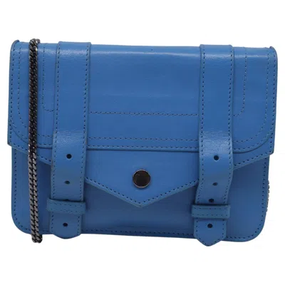 Pre-owned Proenza Schouler Large Ps1 Wallet On Chain In Blue Leather