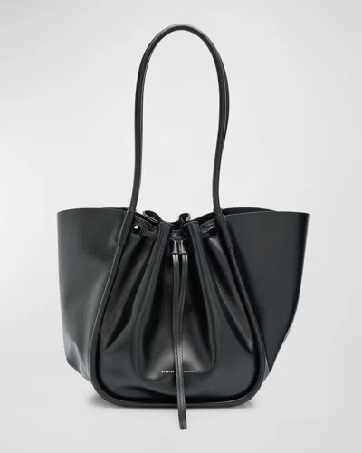 Proenza Schouler Large Ruched Calf Leather Tote Bag In Black