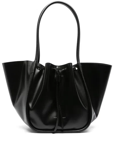 Proenza Schouler Large Ruched Leather Tote Bag In Black