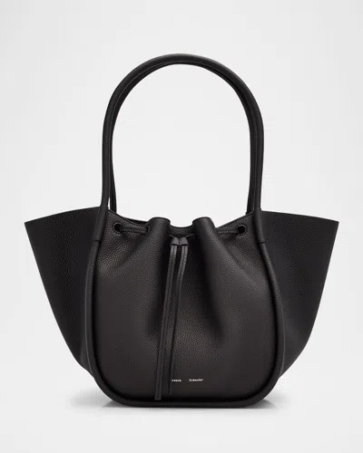 Proenza Schouler Large Ruched Pebbled Calfskin Tote Bag In Black