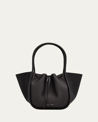 Proenza Schouler Large Ruched Pebbled Calfskin Tote Bag In Black