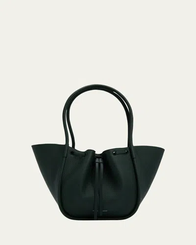 Proenza Schouler Large Ruched Pebbled Leather Tote Bag In Green