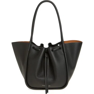 Proenza Schouler Large Ruched Pebbled Leather Tote In Black