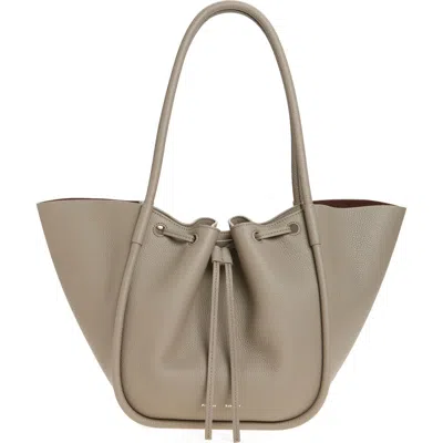 Proenza Schouler Large Ruched Pebbled Leather Tote In Gray