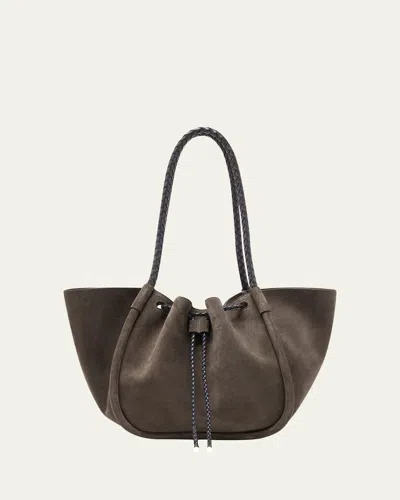 Proenza Schouler Large Ruched Suede Tote Bag In Gray