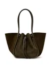Proenza Schouler Large Ruched Soft Suede Tote Bag In Green