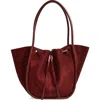 Proenza Schouler Large Ruched Suede Tote In Burgundy