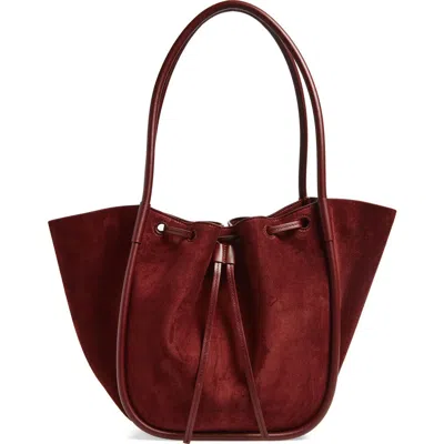 Proenza Schouler Large Ruched Suede Tote In Burgundy