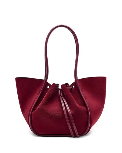 Proenza Schouler Large Ruched Suede Tote In Burgundy