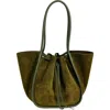 Proenza Schouler Large Ruched Suede Tote In Olive