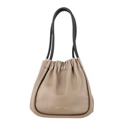 Proenza Schouler Large Ruched Tote Bag In Beige Leather In Sand