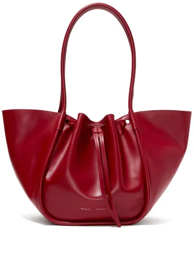 Proenza Schouler Women's Large Python-embossed Leather Ruched Tote In Bordeaux