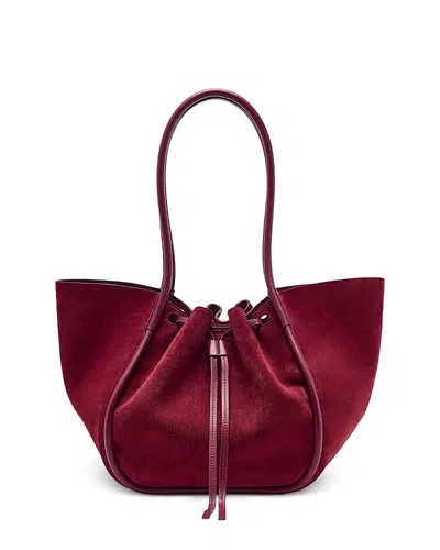 Proenza Schouler Large Leather-trimmed Ruched Suede Tote In Burgundy