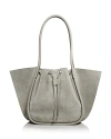 Proenza Schouler Large Ruched Tote In Soft Suede In Gray