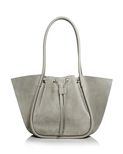 Proenza Schouler Large Ruched Tote In Soft Suede In Gray