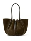 Proenza Schouler Large Ruched Tote In Soft Suede In Green