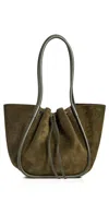 Proenza Schouler Large Ruched Tote In Soft Suede Olive In Olive