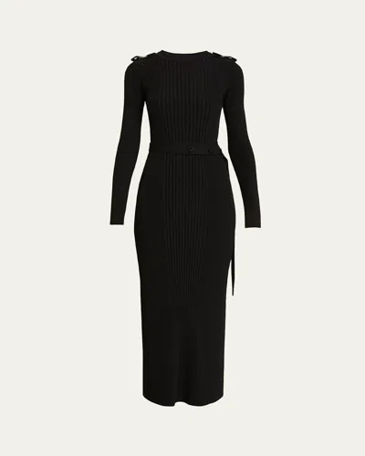 PROENZA SCHOULER LAURYN BELTED SILK-VISCOSE KNIT MAXI SWEATER DRESS