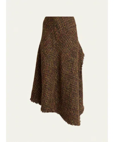 Proenza Schouler Layne Tweed Midi Skirt In Henna Multi