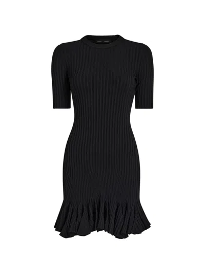 Proenza Schouler Leandra Short Sleeve Rib Sweater Dress In Black