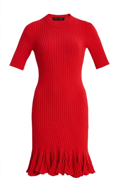 Proenza Schouler Leandra Ribbed Mini Dress In Red