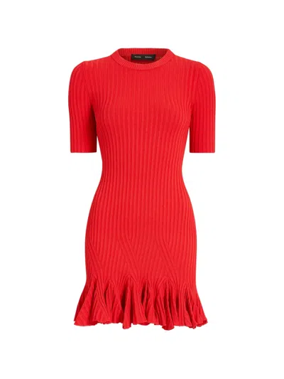 Proenza Schouler Leandra Ribbed Mini Dress In Red