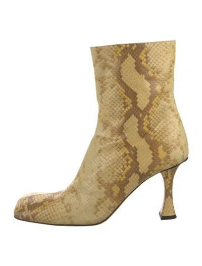 Pre-owned Proenza Schouler Leather Animal Print Boots In Yellow