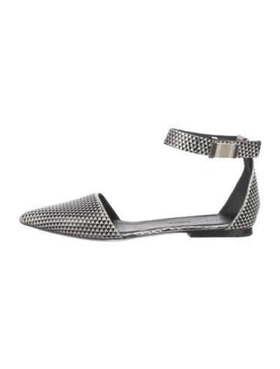 Pre-owned Proenza Schouler Leather Animal Print D'orsay Flats In Silver