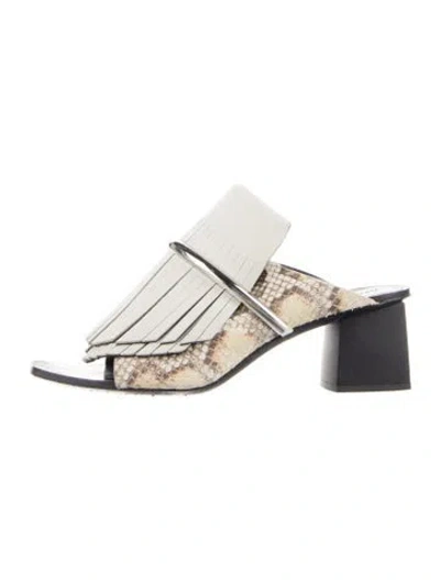 Pre-owned Proenza Schouler Leather Animal Print Mules In Neutral