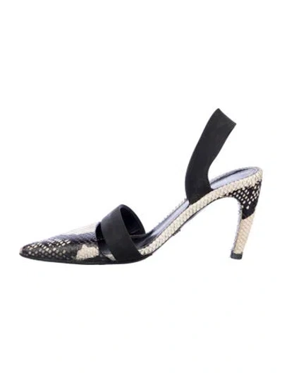Pre-owned Proenza Schouler Leather Animal Print Slingback Pumps In Blue