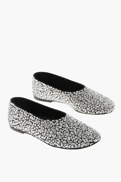 Proenza Schouler Leather Ballet Flats Glove With All-over Crystals In Multi