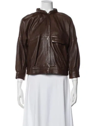 Pre-owned Proenza Schouler Leather Biker Jacket In Brown