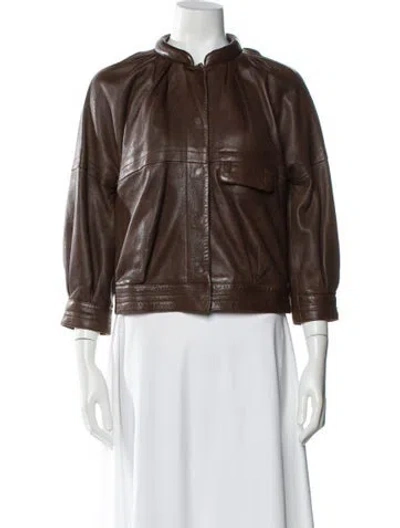 Pre-owned Proenza Schouler Leather Biker Jacket In Brown