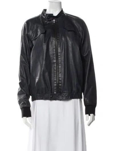 Pre-owned Proenza Schouler Leather Bomber Jacket In Black
