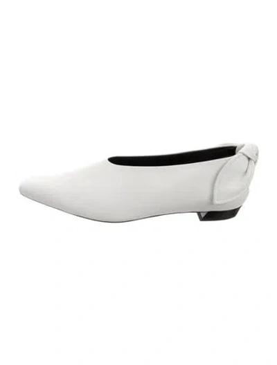 Pre-owned Proenza Schouler Leather Bow Accents Ballet Flats In White